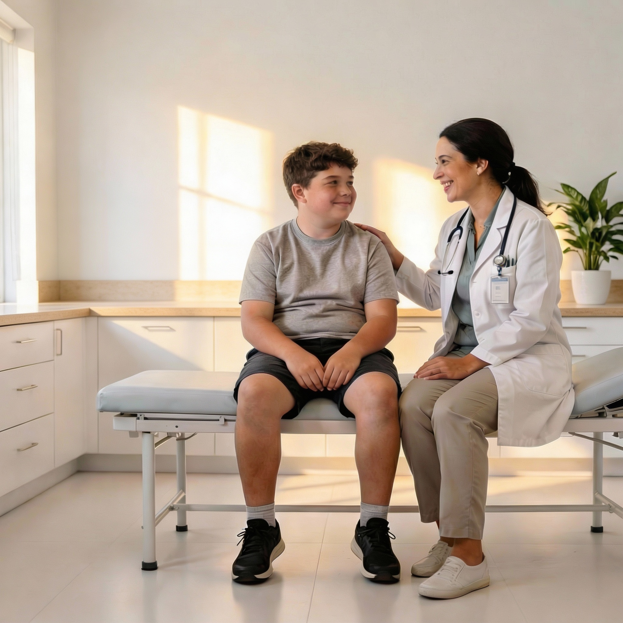 A child meeting a pediatric clinician on a video visit